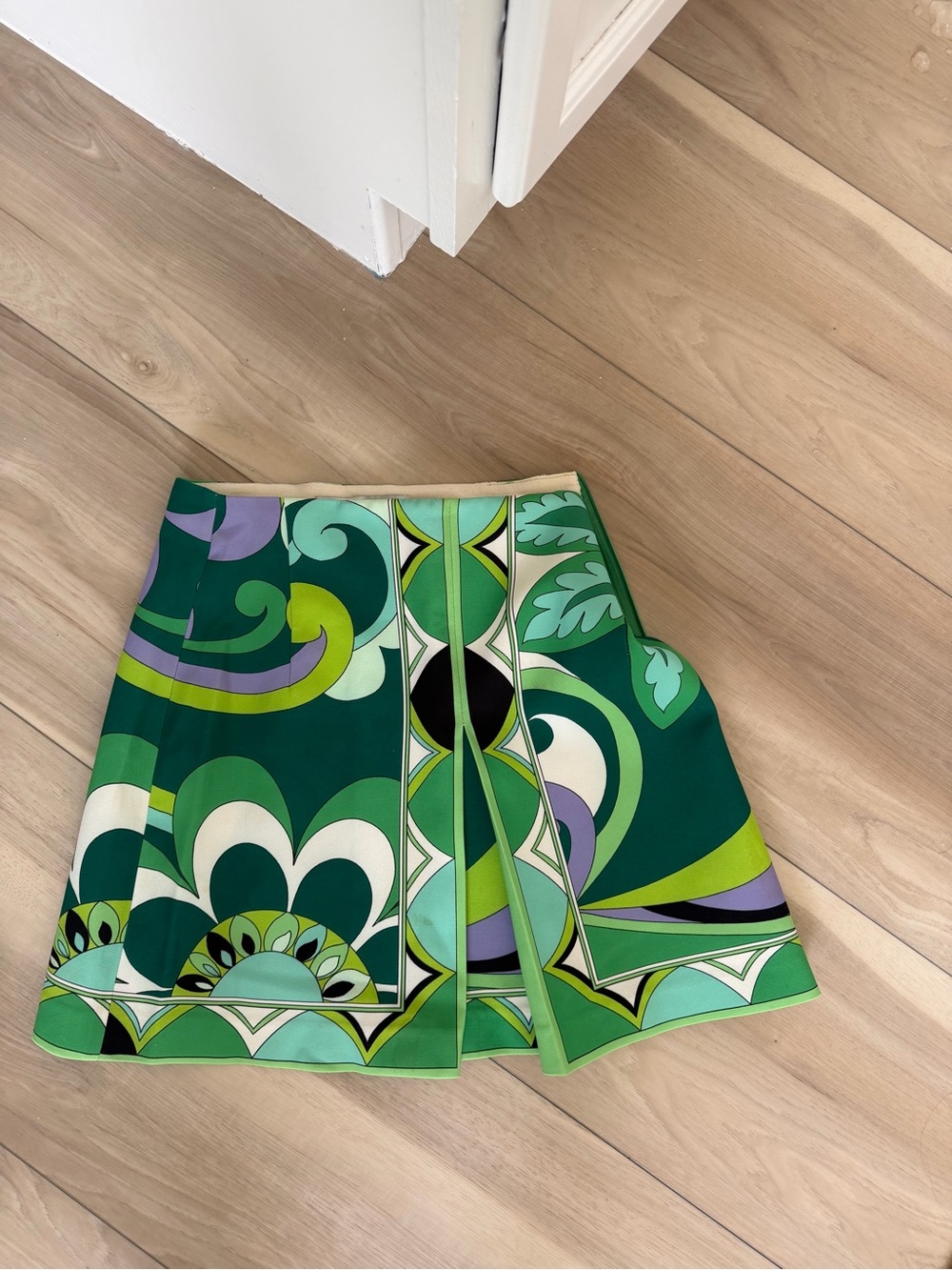 Zara Green Multi-Pattern Mini Skirt